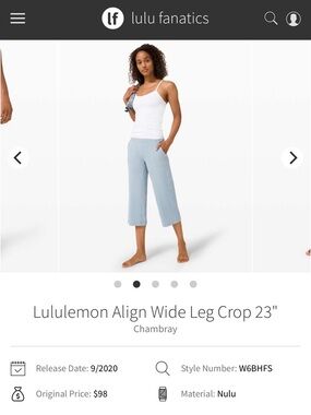 Lululemon Align Wide Leg Crop 23" – Chambray Size 6